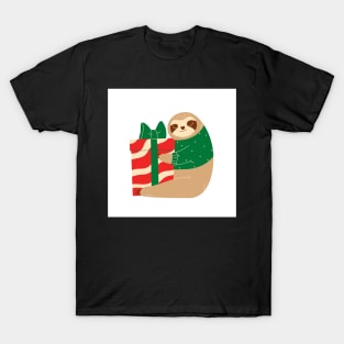Christmas Otters Hug Present T-Shirt